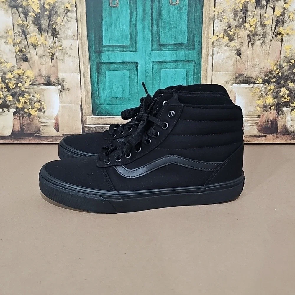VANS WARD‎ HI BLACK/BLACK CANVAS SK8-HI SKATE HIGH Me5 US SIZES 8.5